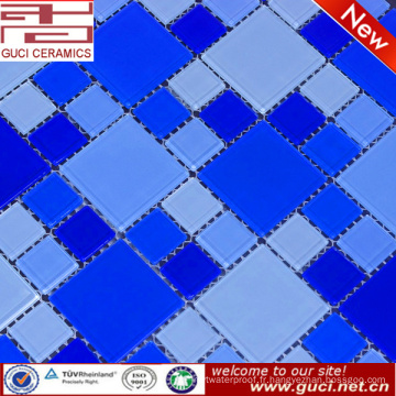 Vente chaude mélangé bleu mosaïque de verre cristal pour carreaux de mur de piscine